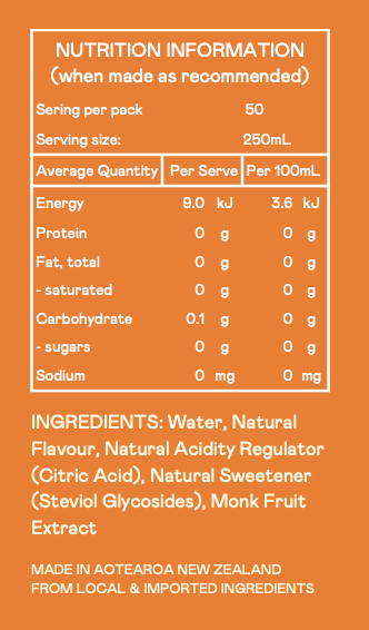 Ingredients of Peach &Passion fruit Seltz Drops