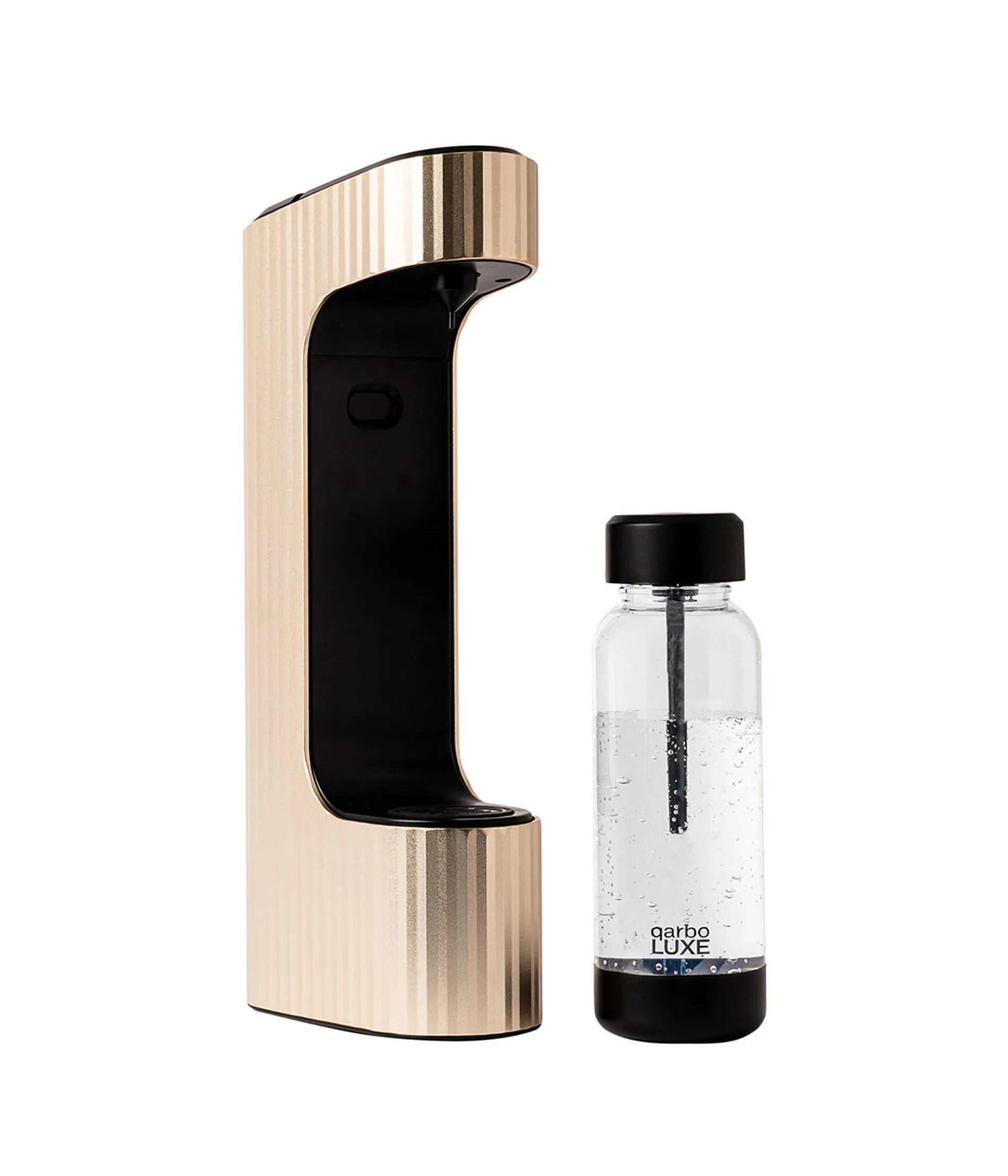 Luxury Seleo Qarbo Gold beverage system with Italian design and solid aluminum body in Kuwait - طقم ماكينة كاربو الذهبية الفاخرة، نظام متكامل لتحضير الصودا بلمسة إيطالية راقية تناسب أرقى المجالس في الكويت - Perfect for elegant beverage service.