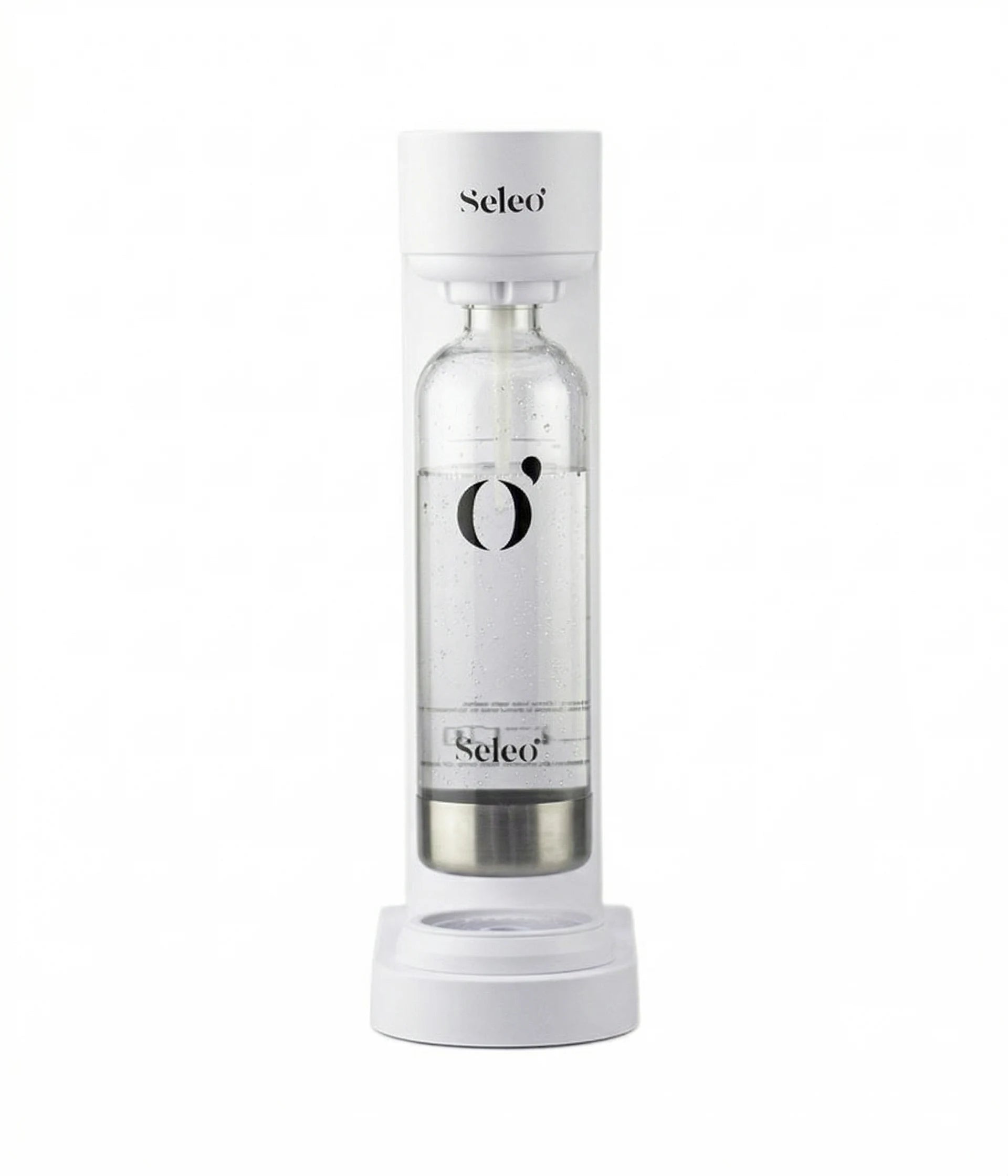 Seleo Lumi home soda maker machine in white, perfect for making fresh sparkling water and carbonated drinks at home in Kuwait. ماكينة سيلو لومي المنزلية لصنع الصودا والمياه الغازية، الحل الأمثل لتحضير مشروبات فوارة طازجة في منزلك بالكويت.
