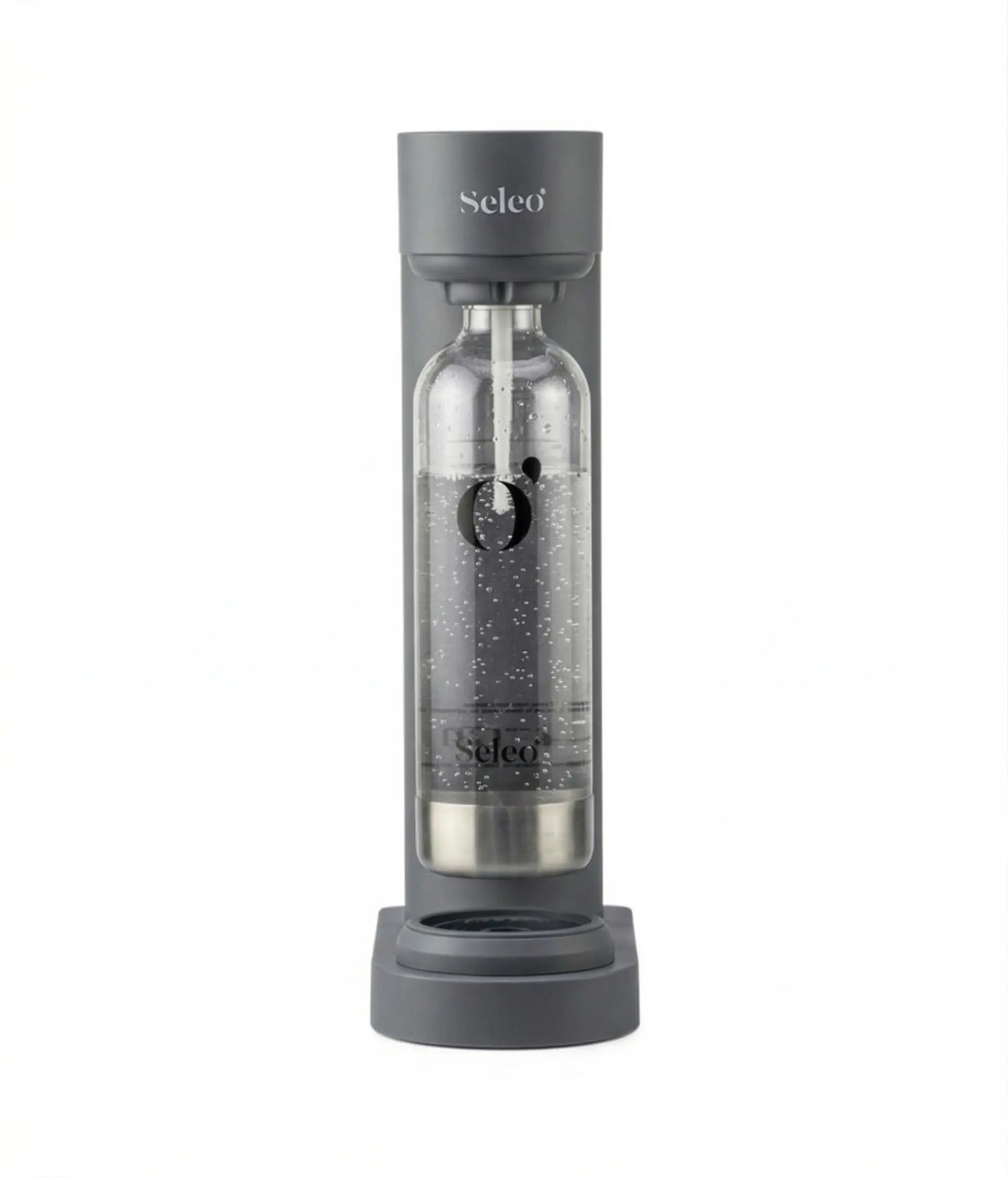 Seleo Lumi home carbonator machine in Matt Grey - ماكينة سيلو لومي المنزلية لتحضير المياه الغازية والصودا في الكويت - Premium eco-friendly soda maker.